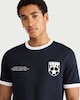 image 1 of F&F Pure Cotton Believe Football Print T-shirt in Navy