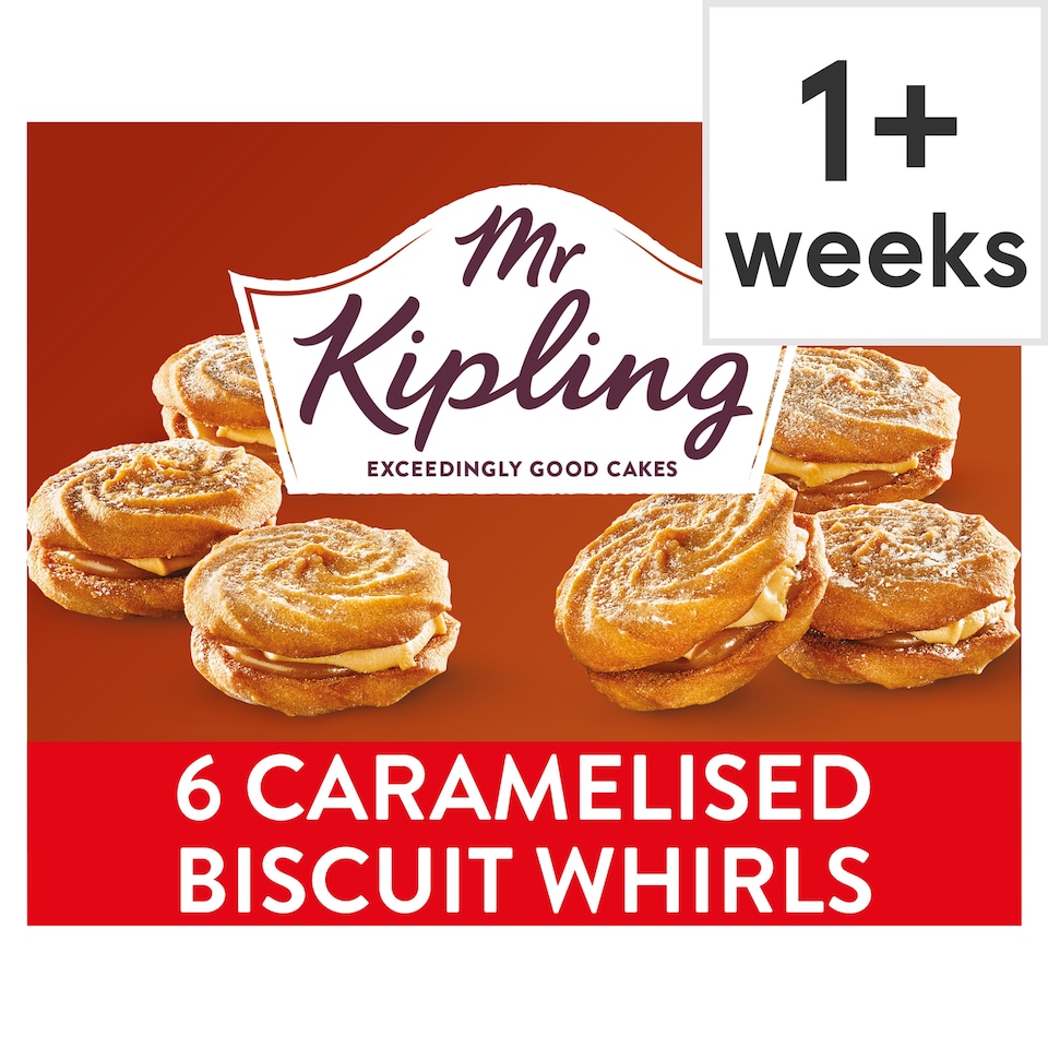 image 1 of Mr Kipling Caramelised Biscuit Viennese Whirls Cakes 6 pack