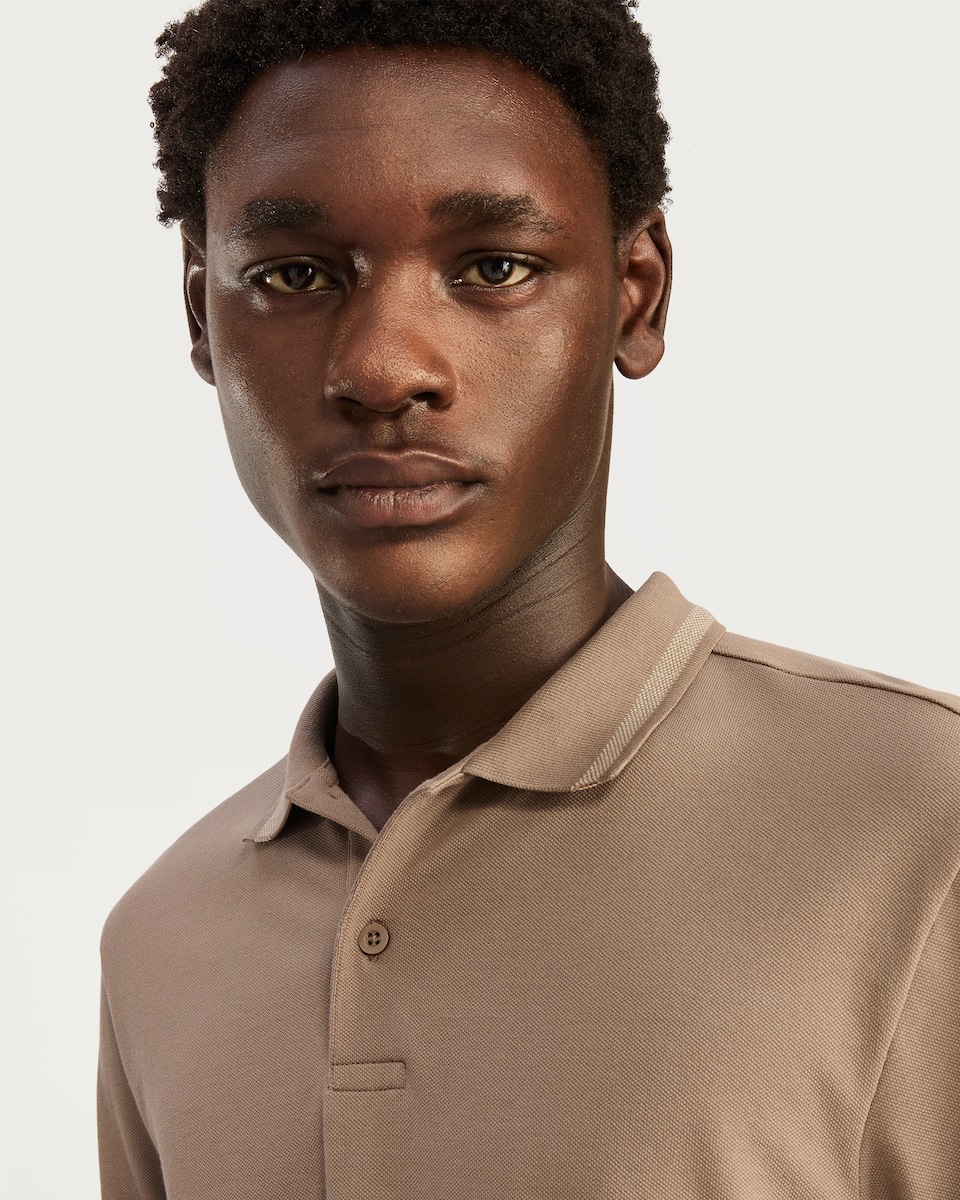 image 1 of F&F Cotton Rich Regular Fit Short Sleeved Polo Shirt in Brown