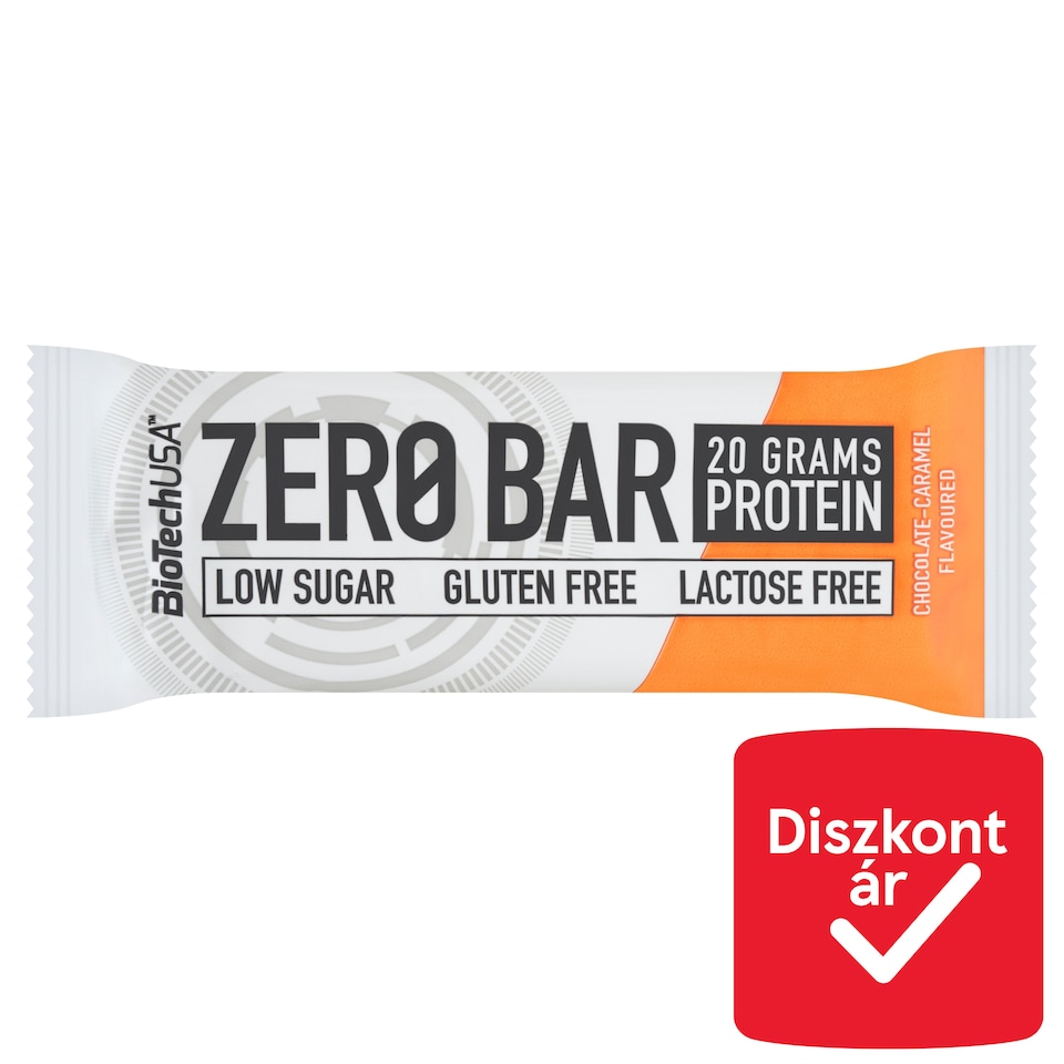 BioTechUSA Zero Bar csokoládé-karamell ízű fehérjeszelet édesítőszerekkel 50 g  1. kép