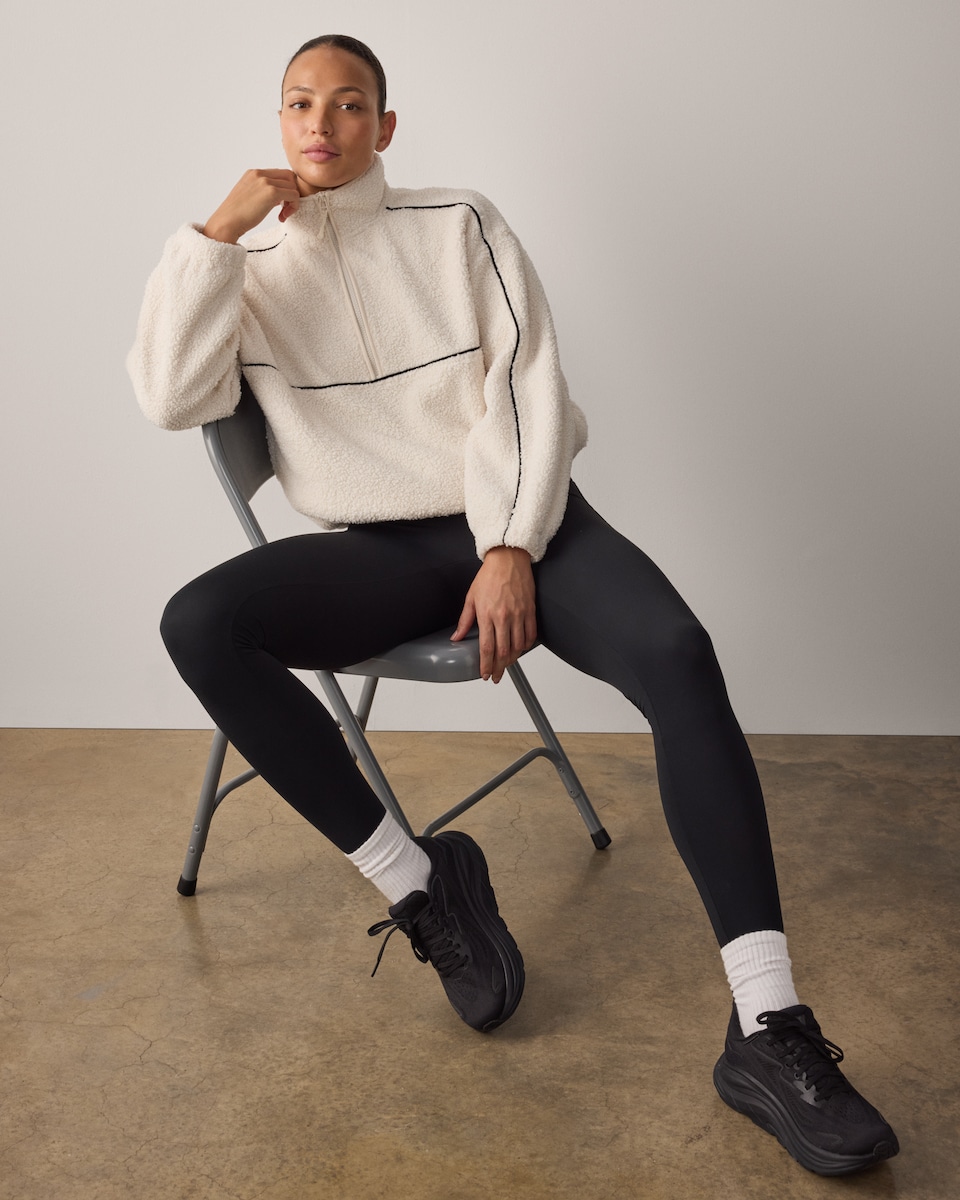 image 1 of F&F Active OUTDOOR Fleece Half Zip Jacket in Cream