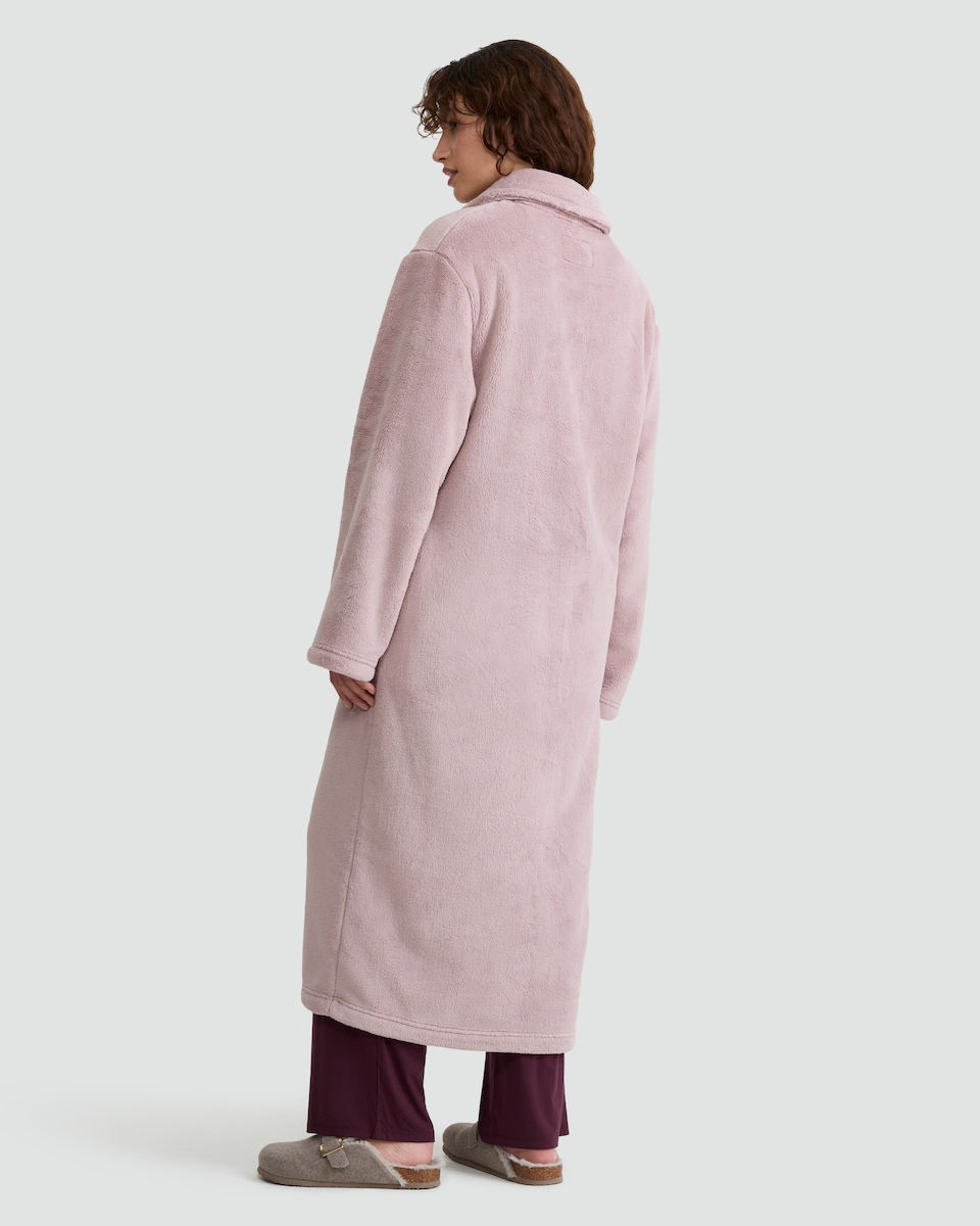 image 1 of F&F Zip Up Fleece Dressing Gown in Pink