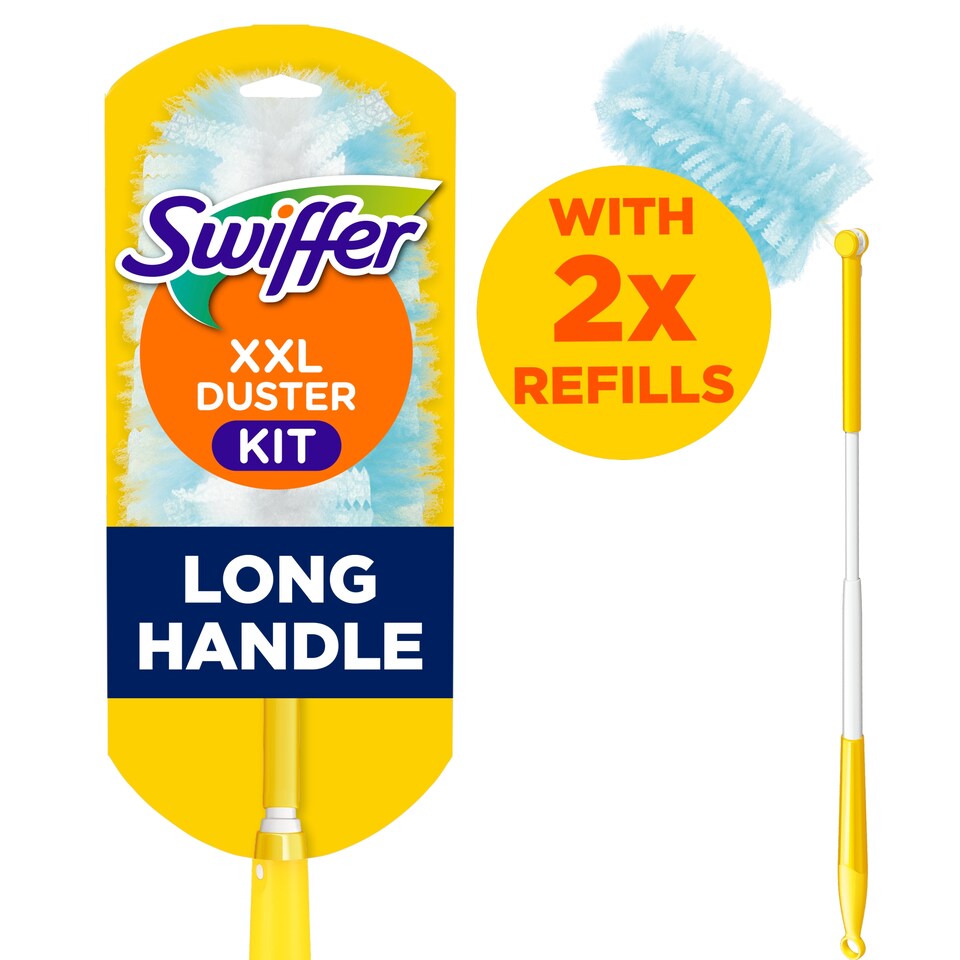 Swiffer XXL Trap & Lock Padló Portalanító Készlet (1 db Nyél + 2 db Portalanító-Kendő Utántöltő) 1. kép