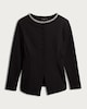 image 4 of The F&F Edit Ponte Embellished Collar Buttoned Top in Black