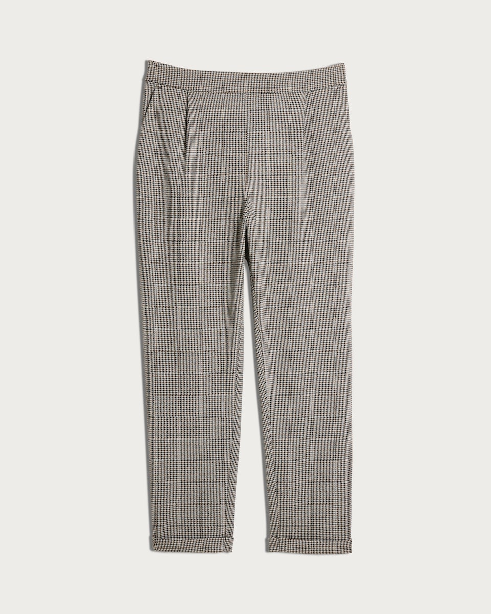 F&F Houndstooth Print Tapered Trousers in Beige