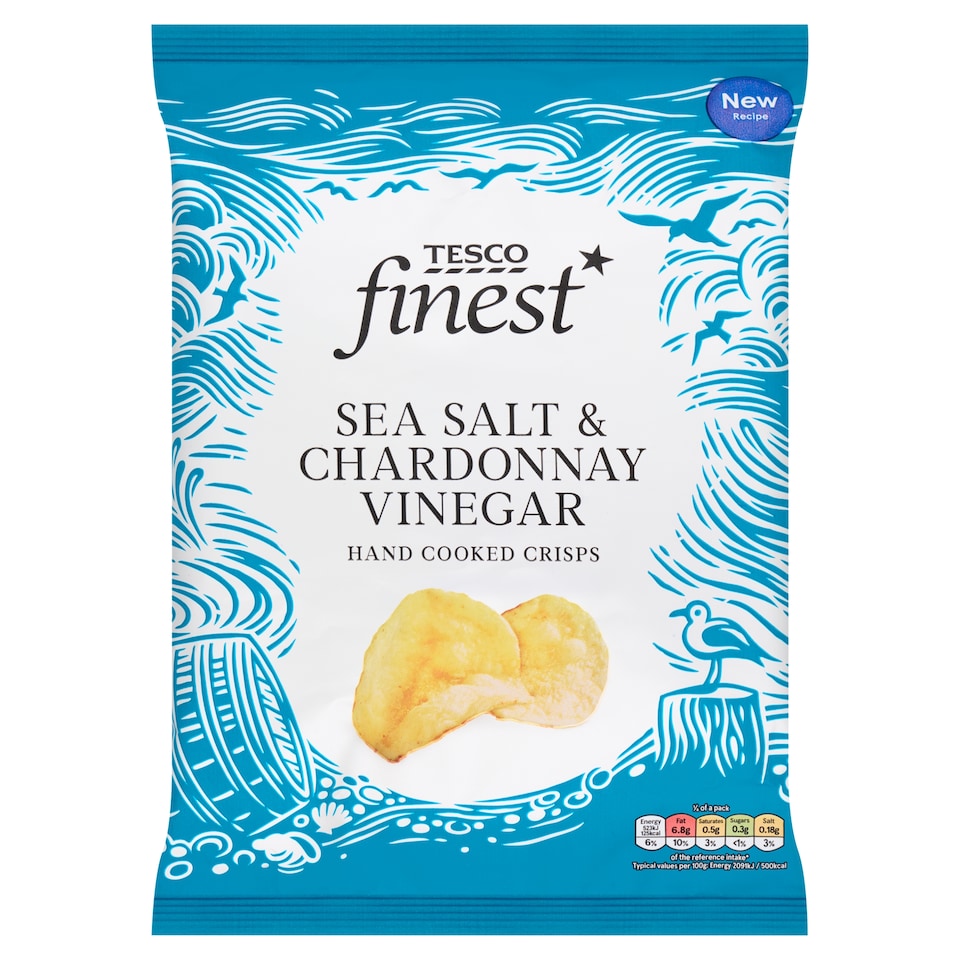 Tesco Finest Sea Salt & Chardonnay Vinegar Hand Cooked Crisps 150 g