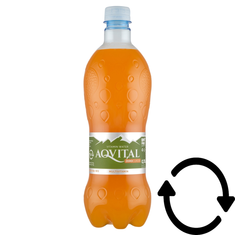 Aqvital Multivitamin természetes ásványvíz alapú üdítőital vitaminokkal, édesítőszerrel 0,75 l