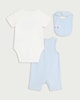 image 2 of F&F Baby 3-Piece Happy Vibes Bodysuit, Romper and Bib Set in Blue