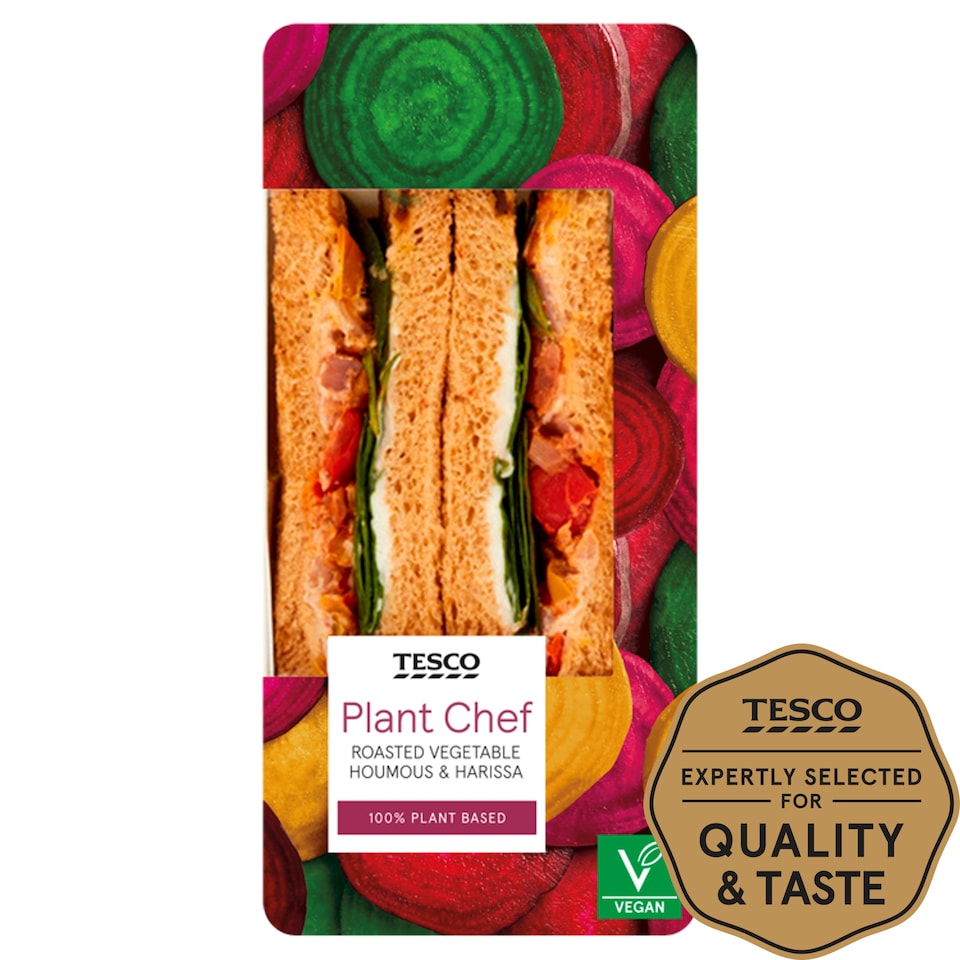 Tesco Plant Chef Houmous Harissa Vegetable Sandwich