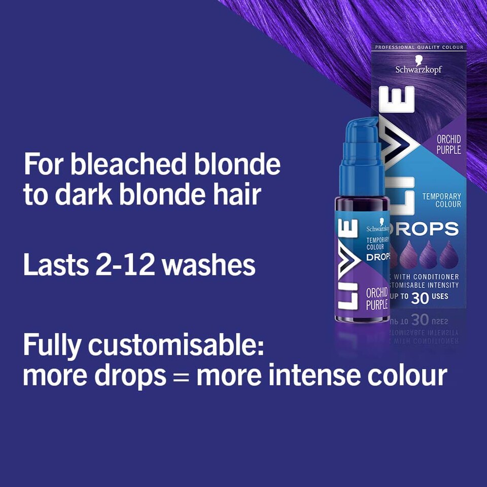 image 1 of Schwarzkopf Live Temporary Colour Drops Orchid Purple 30Ml