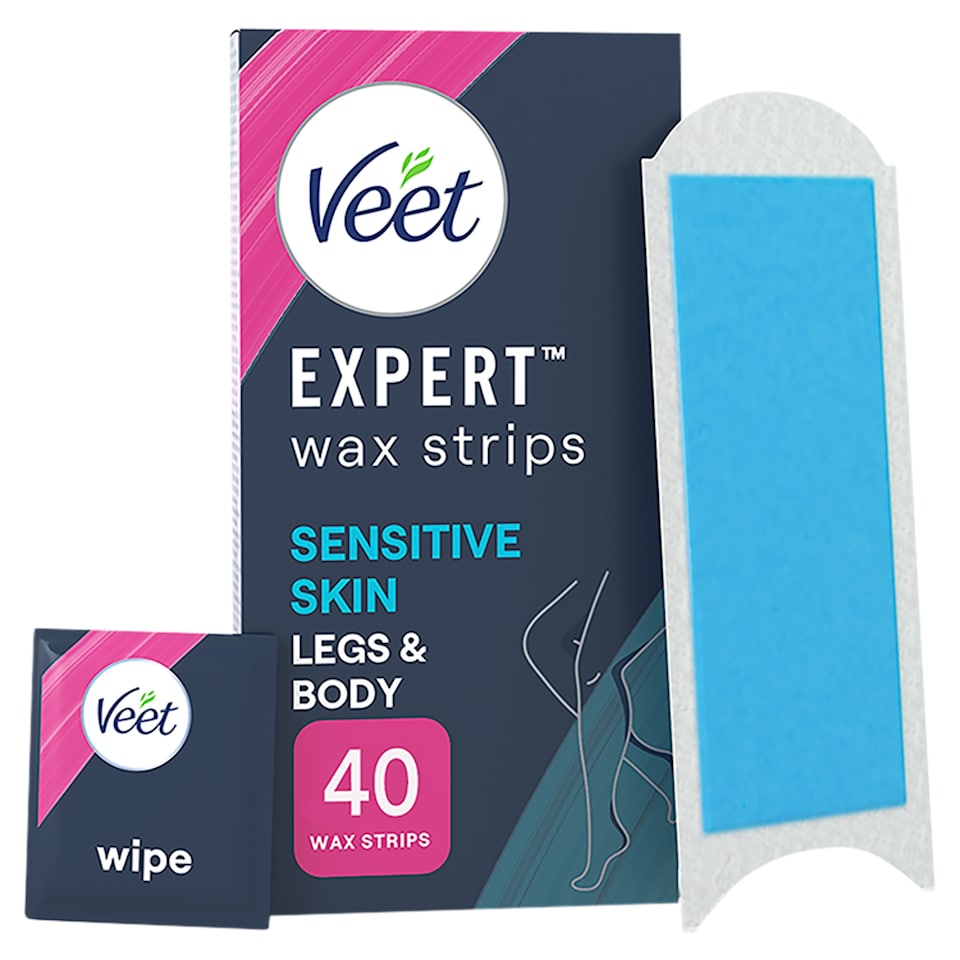 image 1 of Veet Expert Wax Strips Legs Body Sensitive Hair Removal 40 Pack