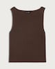 image 4 of F&F Ribbed Slash Neck Vest in Chocolate