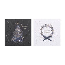 Tesco Luxury Tree And Wreath Cards 12 Pack
