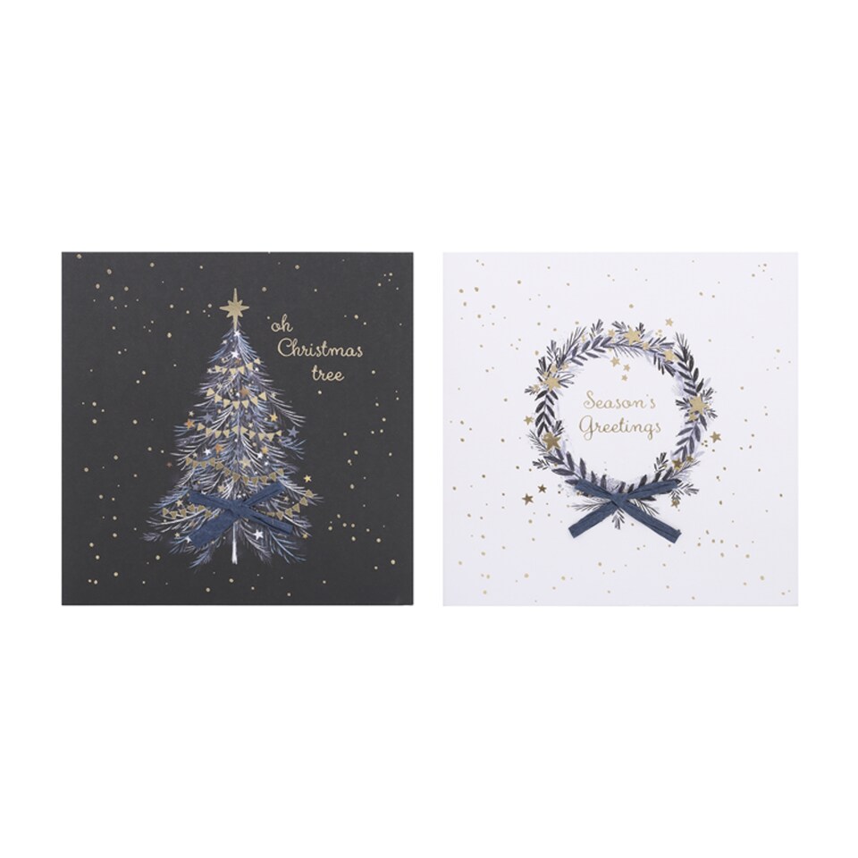 Tesco Luxury Tree And Wreath Cards 12 Pack
