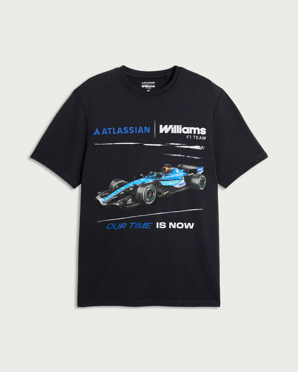 image 1 of Atlassian Williams F1 Team Pure Cotton T-Shirt in Black