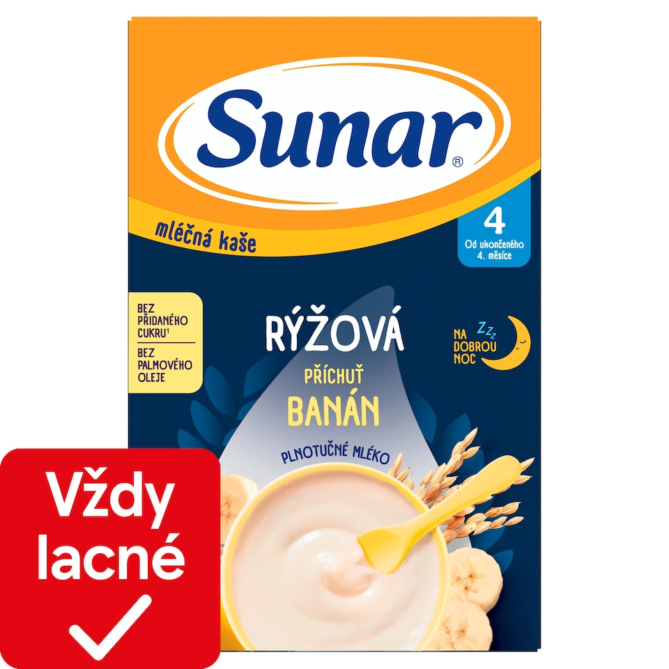 obrázok 1 z Sunar mliečna ryžová kaša na dobrú noc banánová 210 g