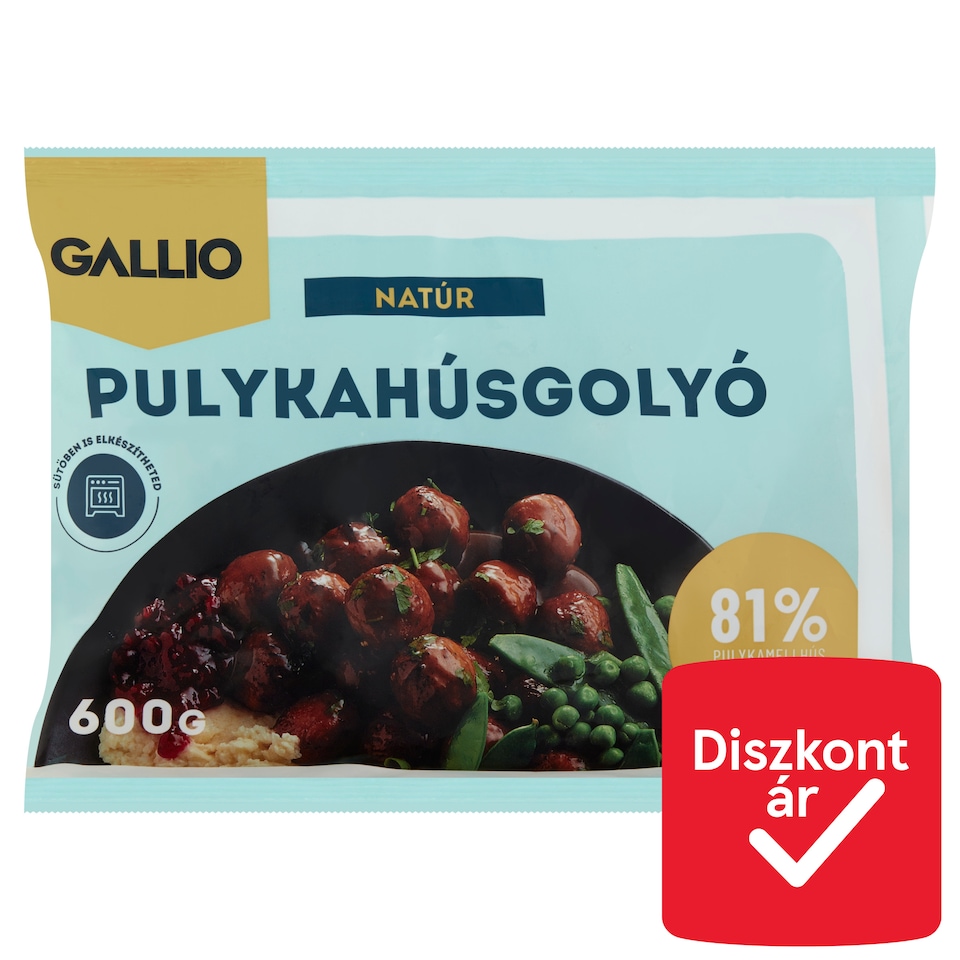 Gallio gyorsfagyasztott, natúr pulykahúsgolyó 600 g  1. kép