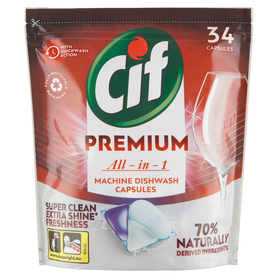 obrázok 1 z Cif Premium All in 1 tablety do umývačky riadu 34 ks 493 g