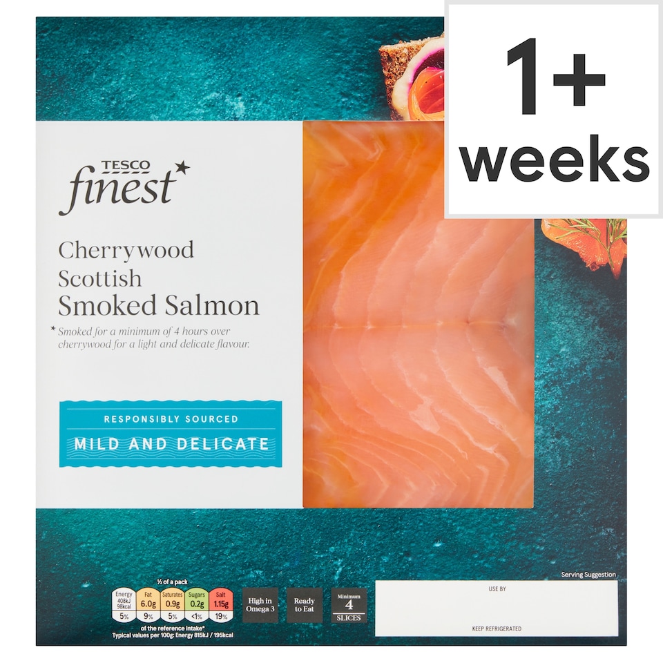 Tesco Finest Scottish Cherrywood Smoked Salmon 100g