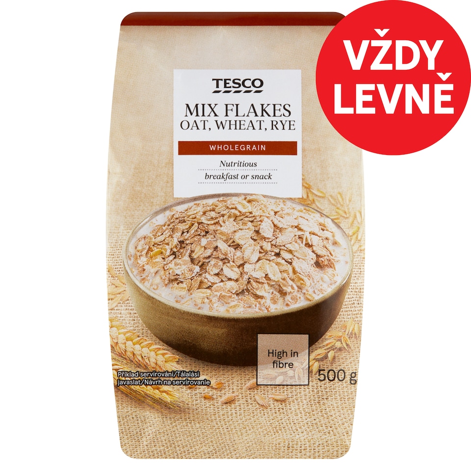 Tesco Směs celozrnných cereálních vloček 500g