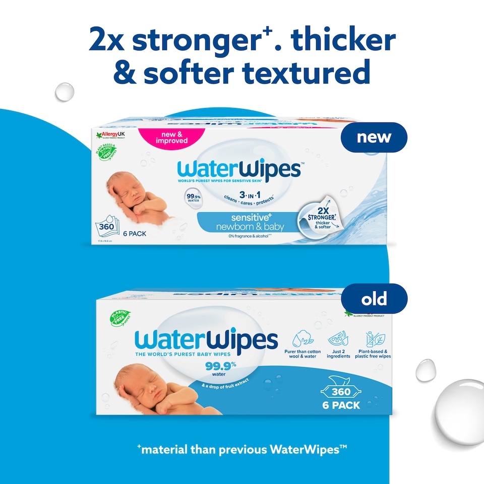 image 1 of Waterwipes Sensitive Biodegradable Baby Wipes 6X60 Pack