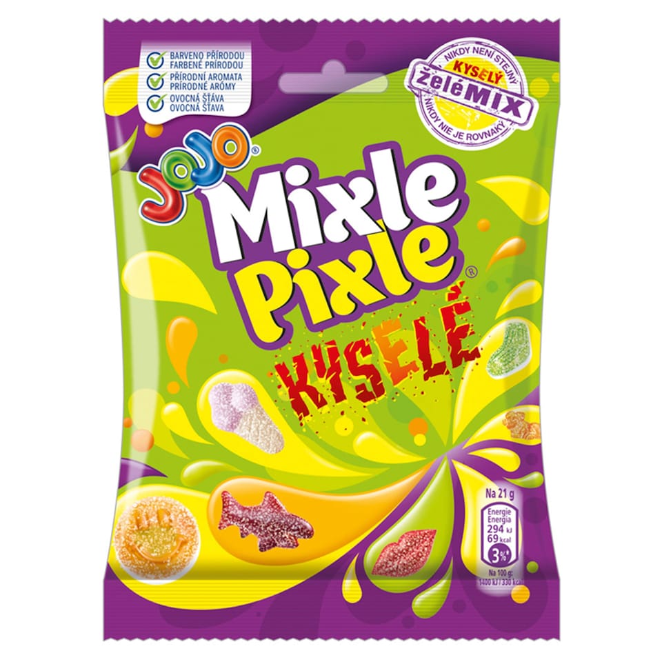 JOJO Mixle Pixle Kyselé želé bonbóny s ovocnými příchutěmi 80g