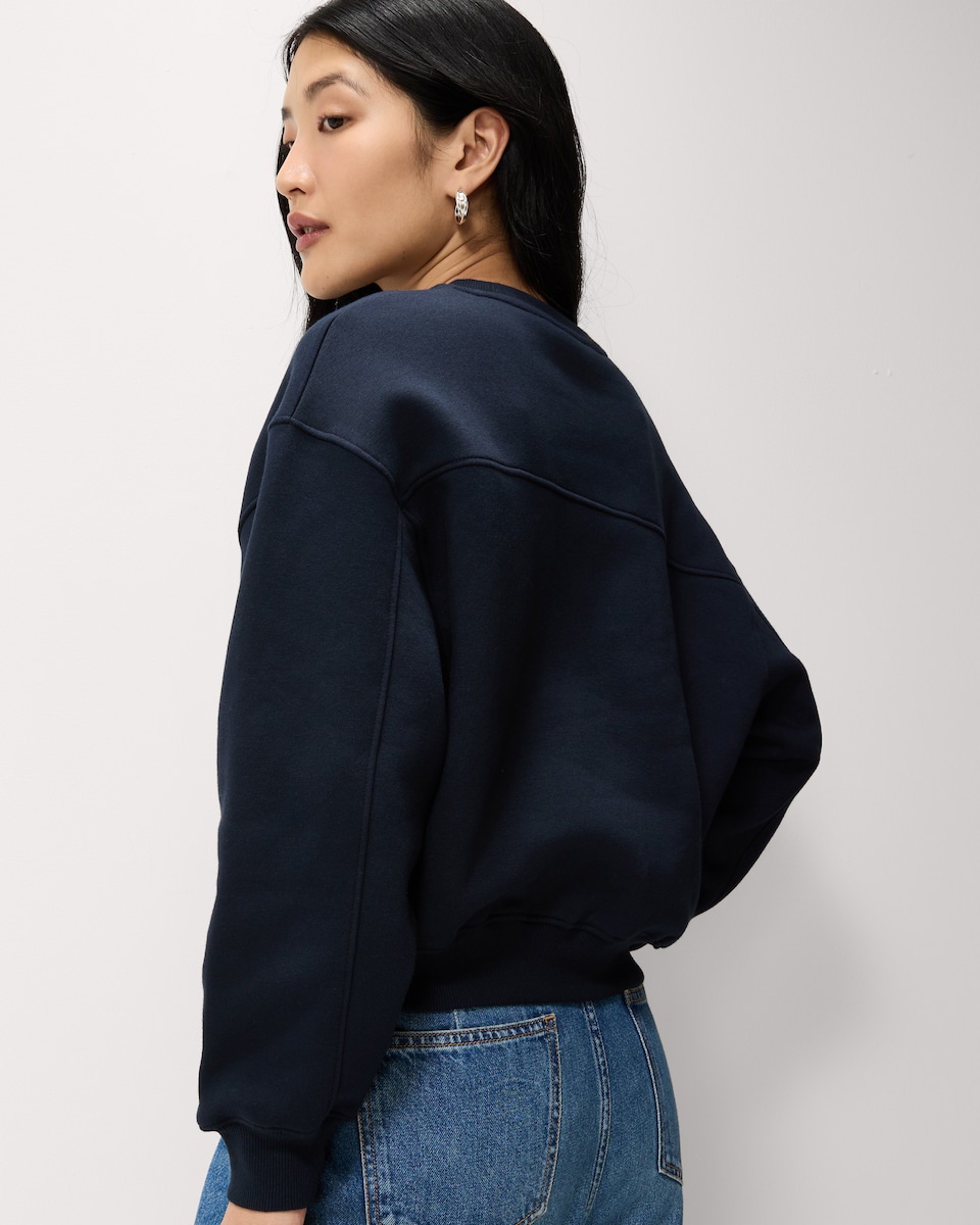 image 1 of F&F Cotton Rich Crew Neck Sweatshirt in Navy