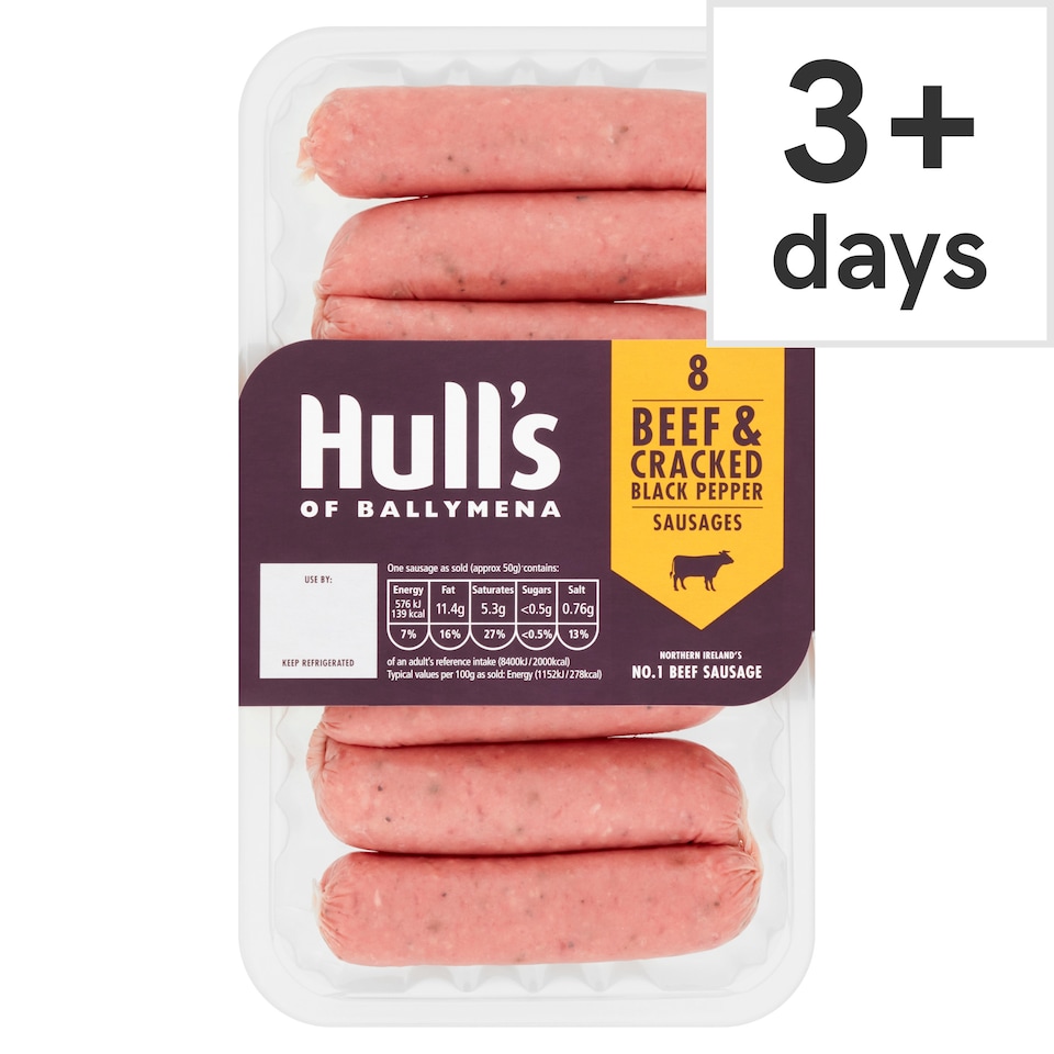 RICHARD HULL Beef & Black Pepper Sausages 400G