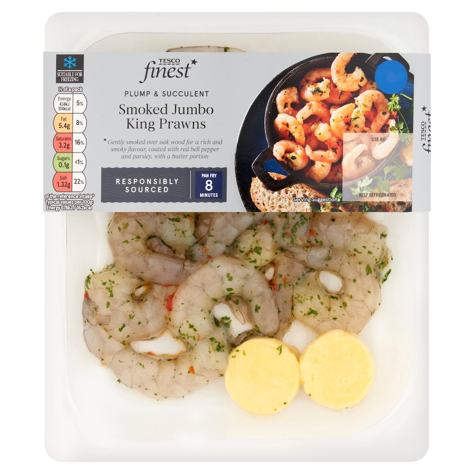 Tesco Finest Smoked Jumbo King Prawns 180g