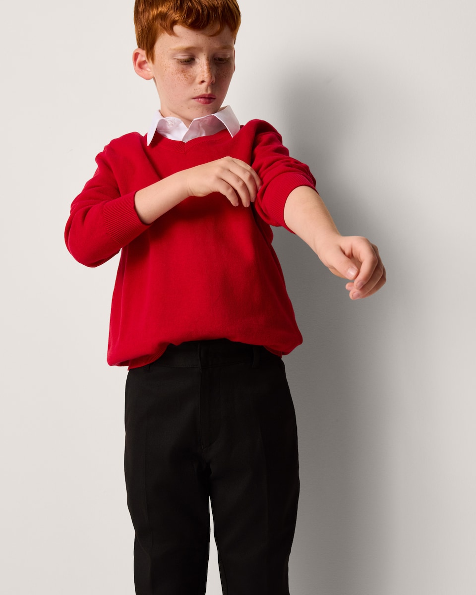 image 1 of F&F School Boys 2-Pack Skinny Fit Longer Length Trousers in Black
