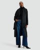 image 2 of F&F Wool Blend Fringed Scarf Formal Coat in Grey