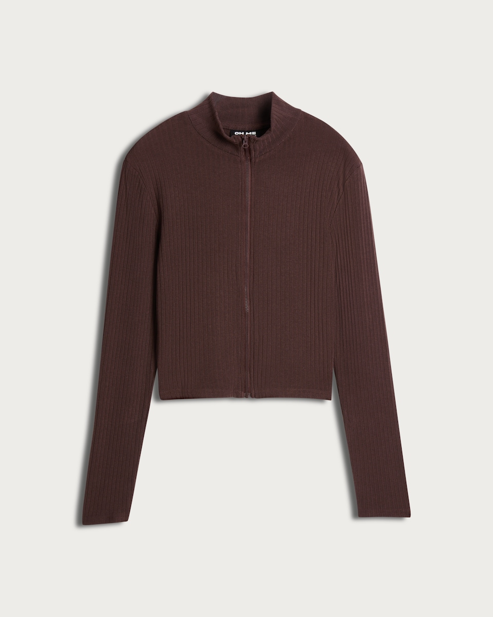 OH ME OH MY Ribbed Zip Up Co-ord Jacket in Brown