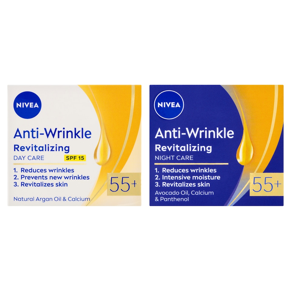 Obrázek 1 pro produkt Nivea Obnovující denní a noční krém proti vráskám 55+ 2 x 50ml