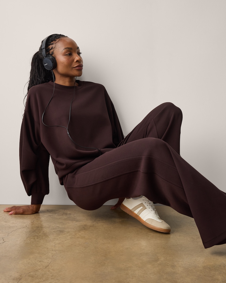 image 1 of F&F Active AFTERCLASS Wide Leg Joggers in Chocolate