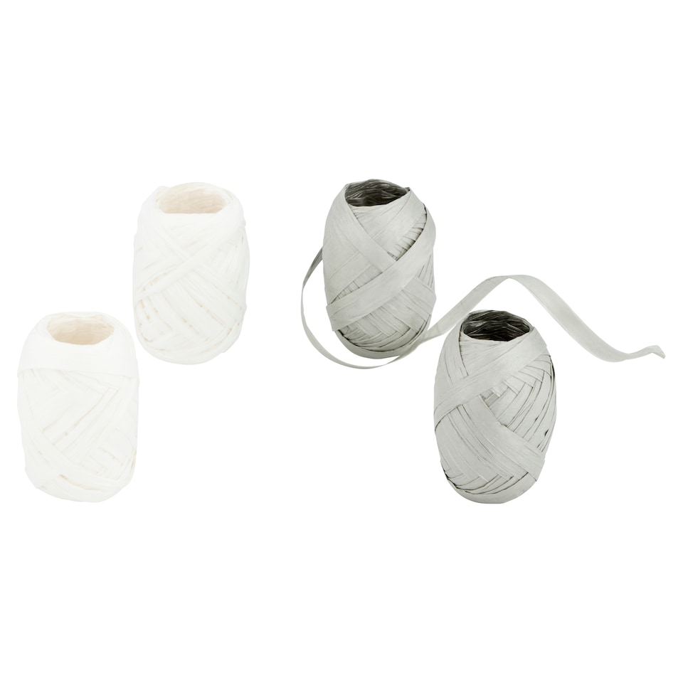 Tesco Grey & White Raffia Cops 4 Pack