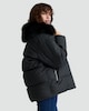 image 1 of F&F Faux Fur Collar Shower Resistant Puffer Jacket in Black