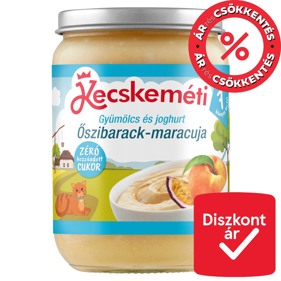 Kecskeméti bio gyümölcs és joghurt őszibarack-maracuja bébidesszert 7 hónapos kortól 190 g