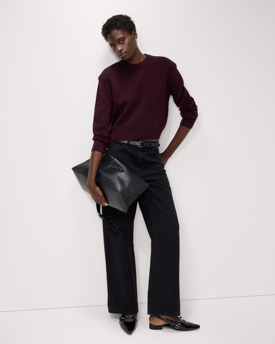 image 1 of F&F Crew Neck Jumper in Burgundy