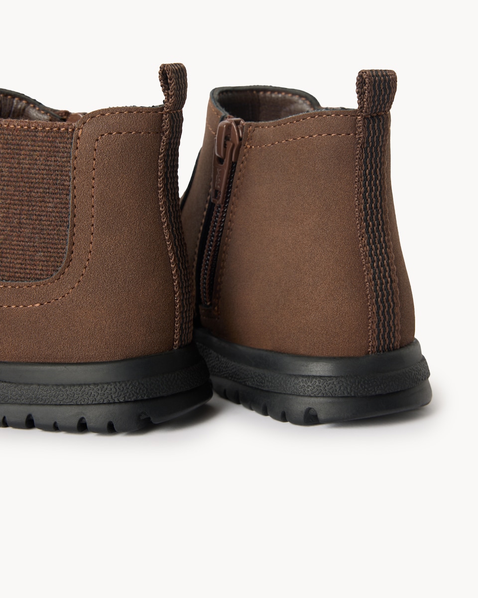 image 1 of F&F Boys Faux Leather Chelsea Boots in Brown