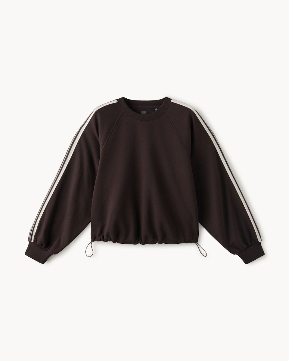 image 1 of F&F Active AFTERCLASS Side Stripe Sweatshirt in Chocolate