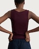 image 3 of F&F Cotton Rich Ribbed Scoop Neck Vest in Burgundy
