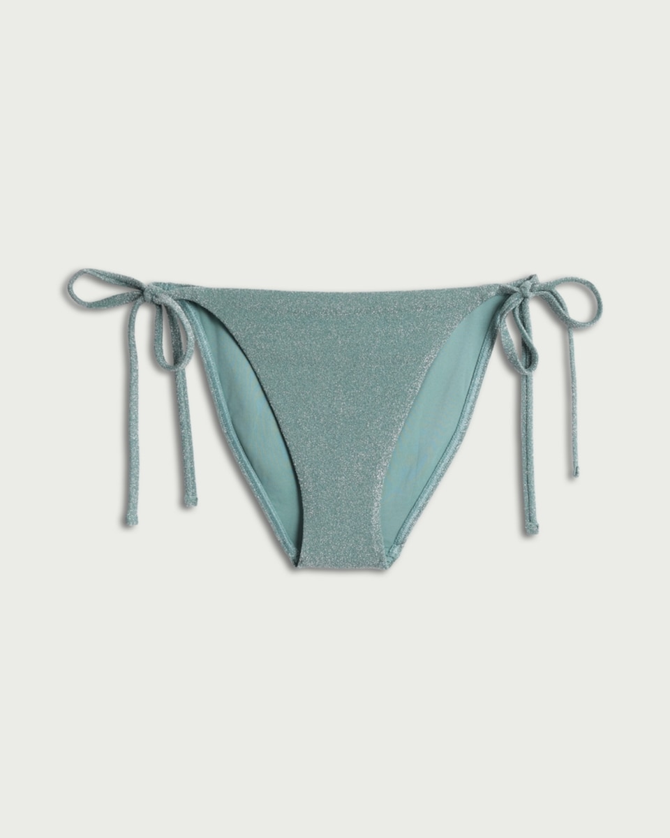 image 1 of F&F Metallic Bikini Bottoms in Green