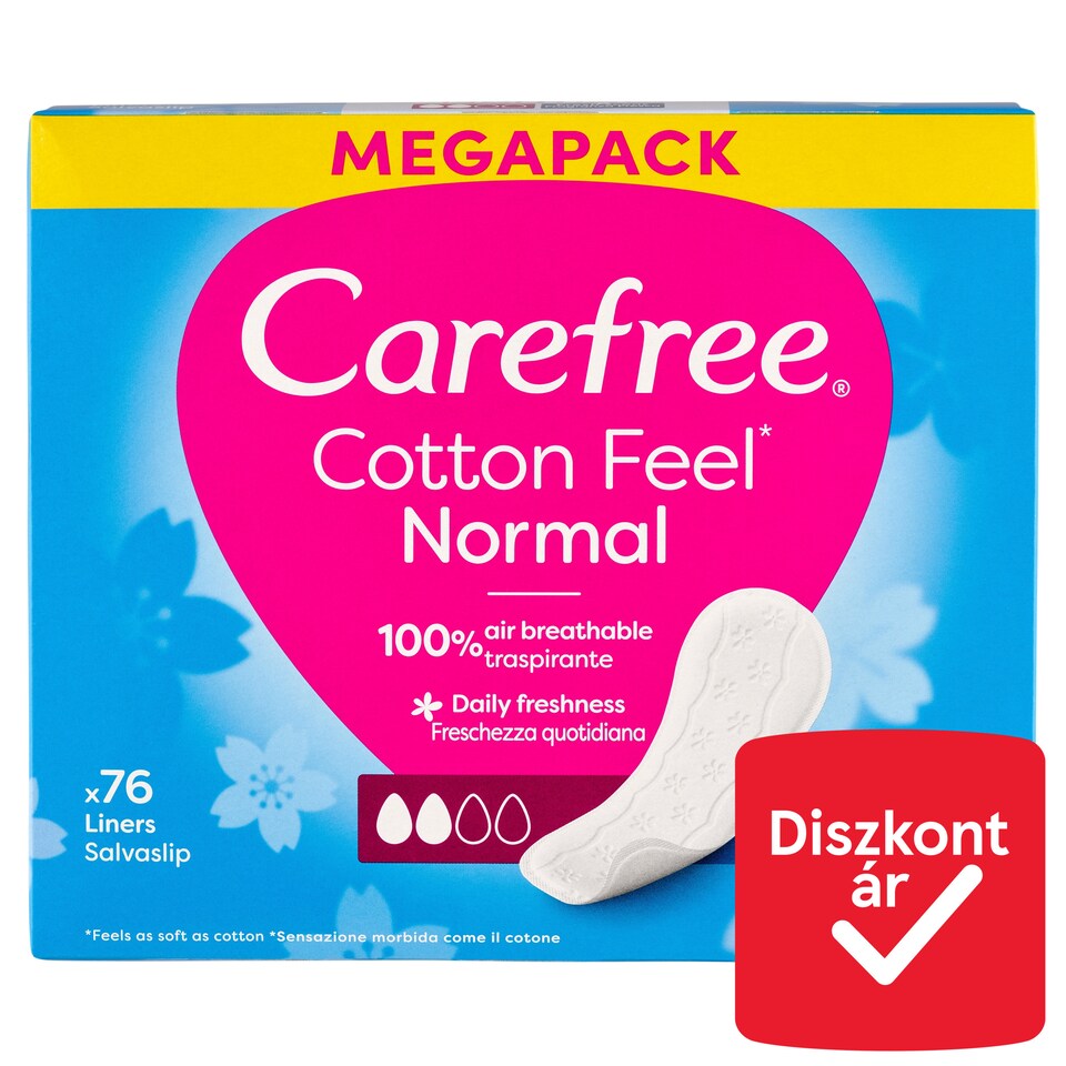 Carefree Cotton Feel Normal tisztasági betét friss illattal 76 db