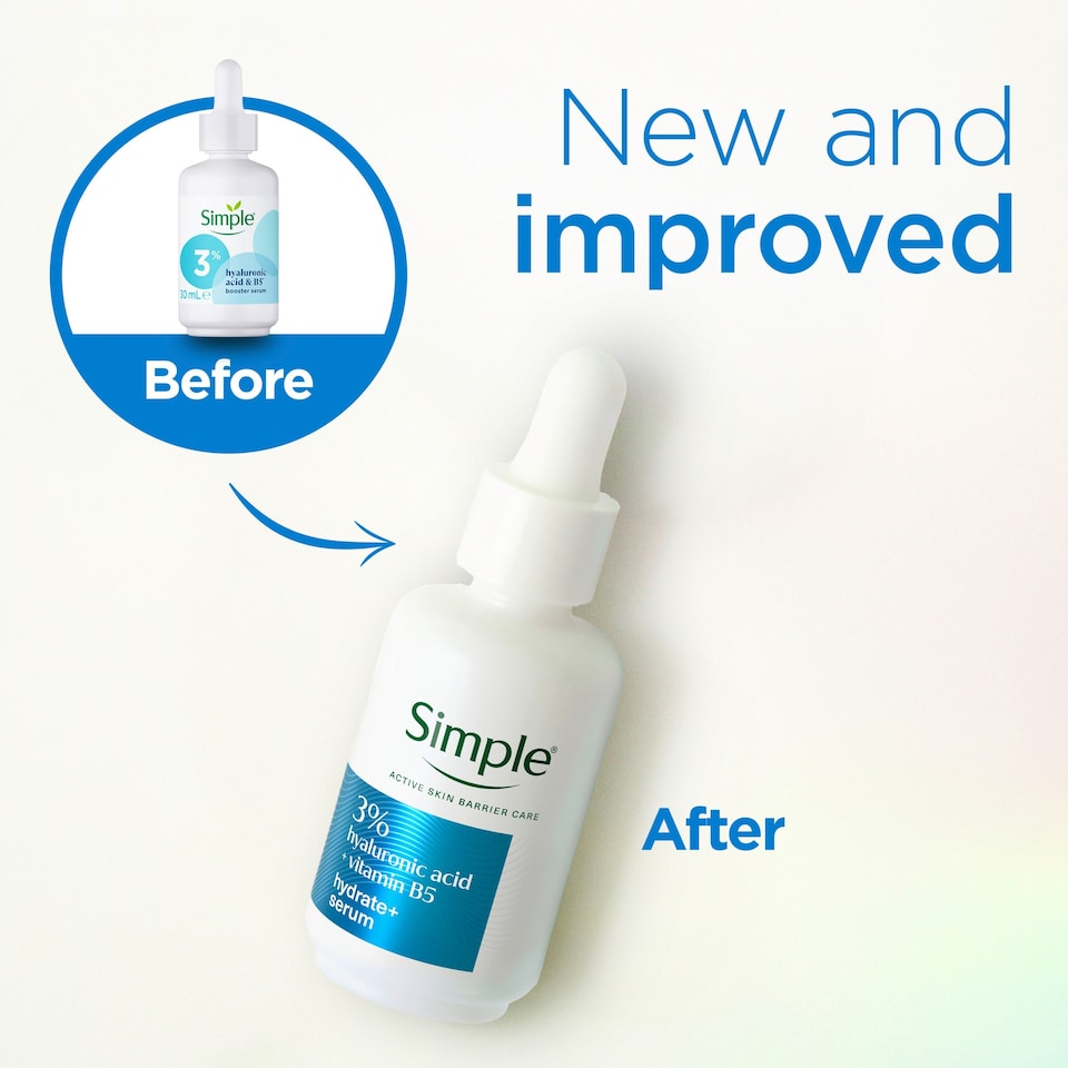 image 1 of Simple 3% Vitamin B5 & Hyaluronic Acid Booster Face Serum 30Ml