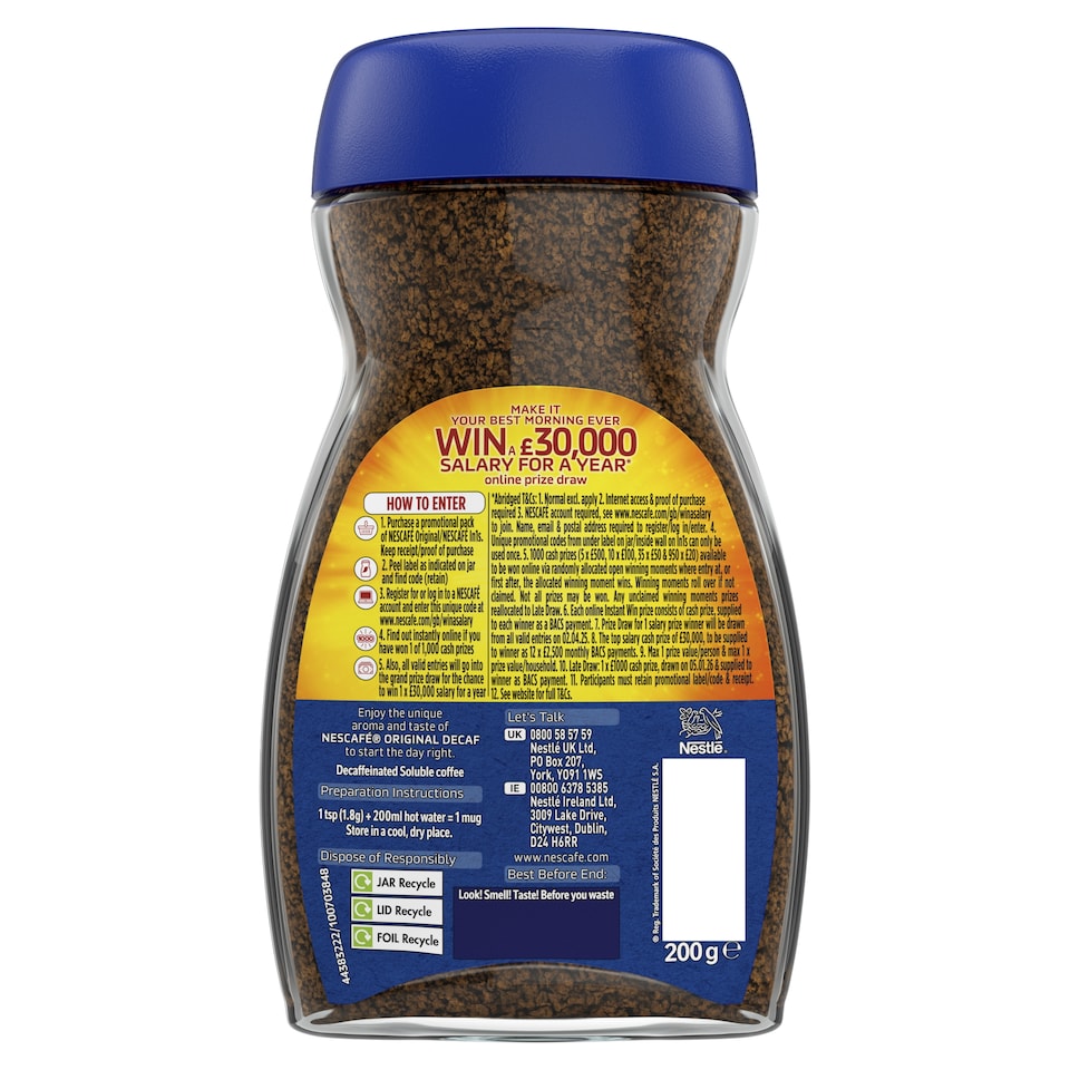image 1 of Nescafe Original Decaffeinated Instant Coffee 200G