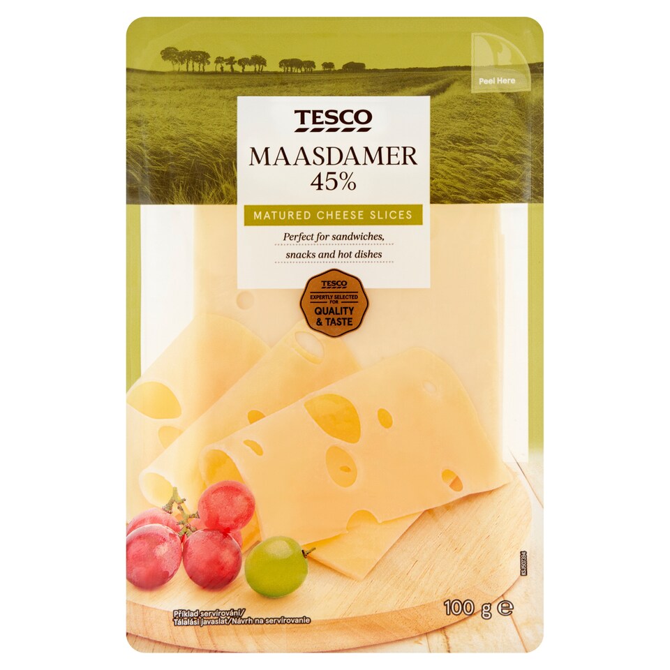 Tesco Maasdamer 45% Matured Cheese Slices 100 g