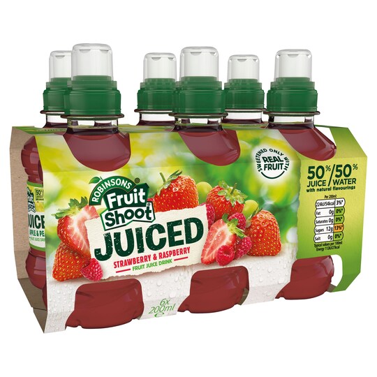 Fruit Shoot Juiced Strawberry & Raspberry 6 X 200 Ml Tesco Groceries