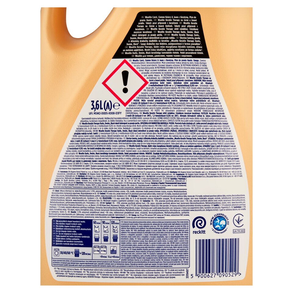 obrázok 1 z Woolite Keratin Therapy tekutý prací prípravok s keratínom na čiernu a tmavú bielizeň 60 praní 3,6 l