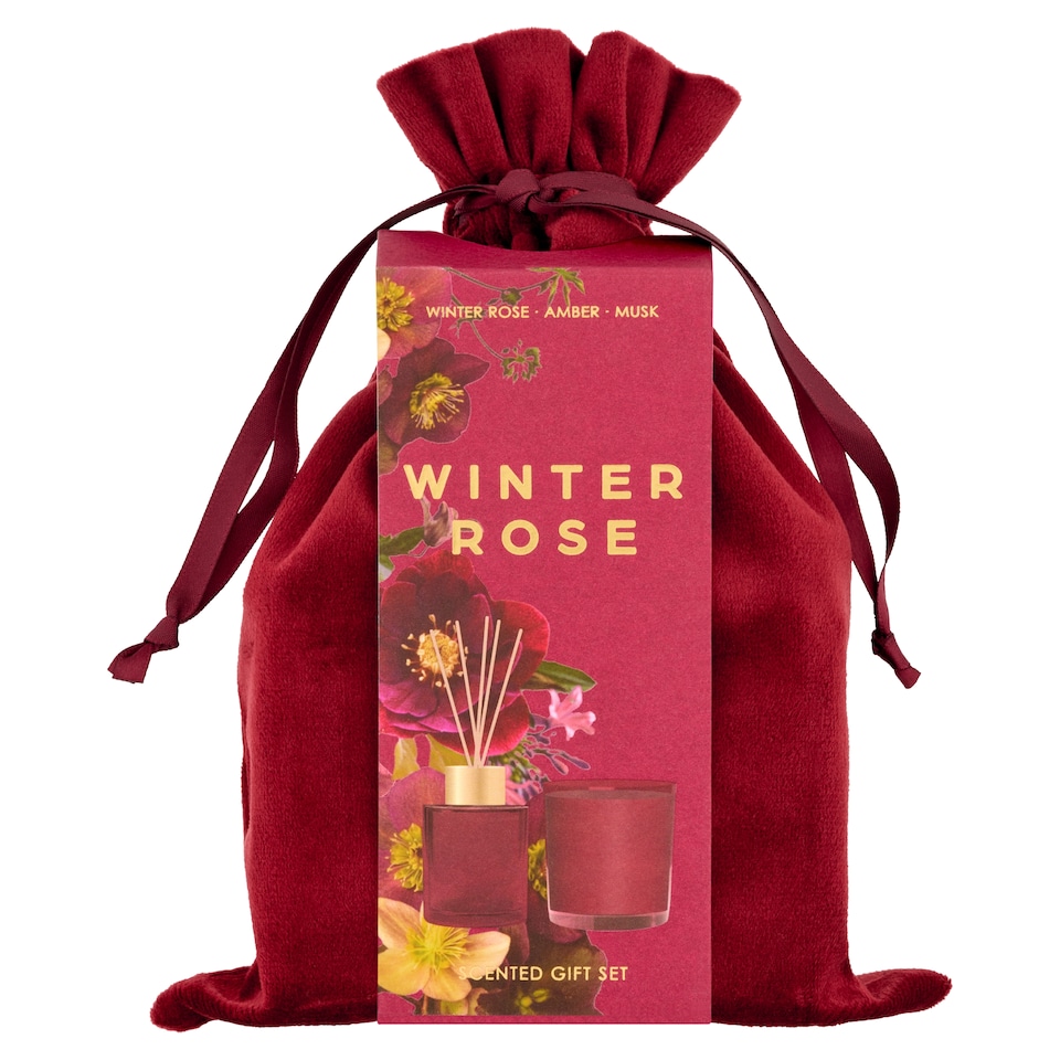 image 1 of  F&F Home Floral Bouquet Winter Rose Drawstring Gift Set