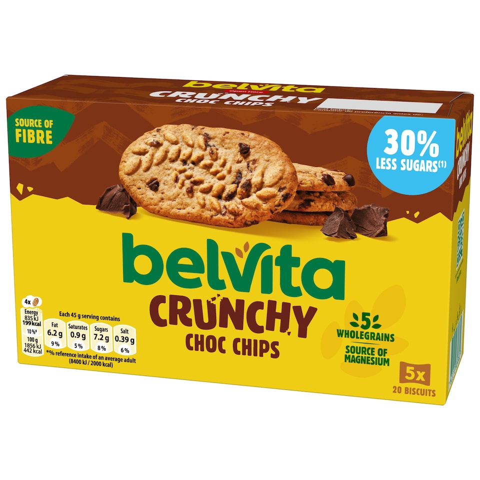 image 1 of Belvita Cocoa Chocolate Chip Cereal Biscuit Snack Bars Pack 5 x 45g